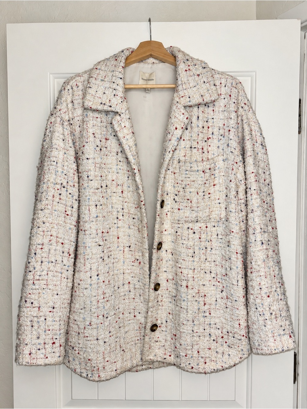 Favorite Daughter Cream Tweed Talullah Button-Up Jacket with Multicolor Flecks